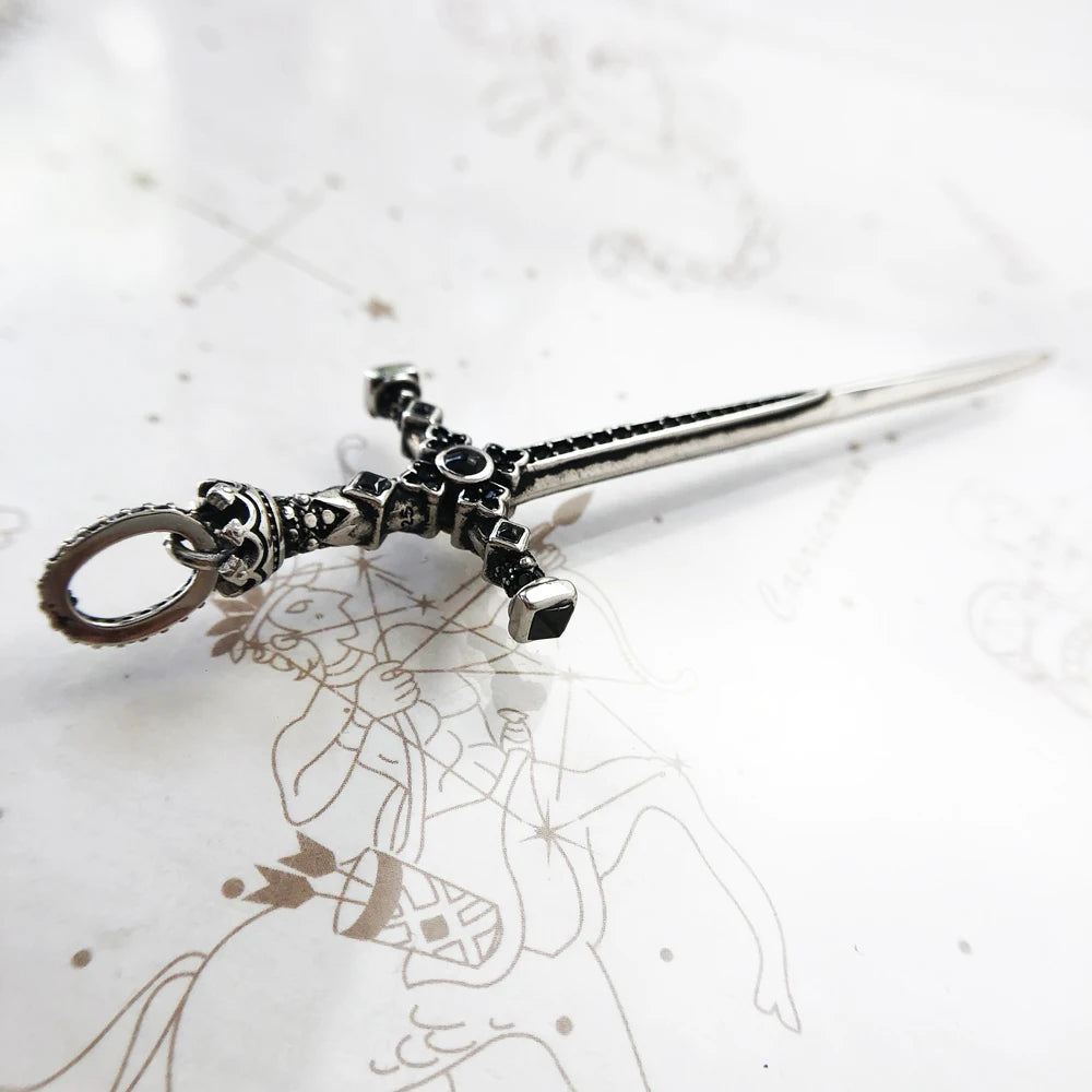 Pendant Sword With Crown Skull Knight Window New Fine Jewelry Europe Style 925 Sterling Silver Protection Gift For Women Men