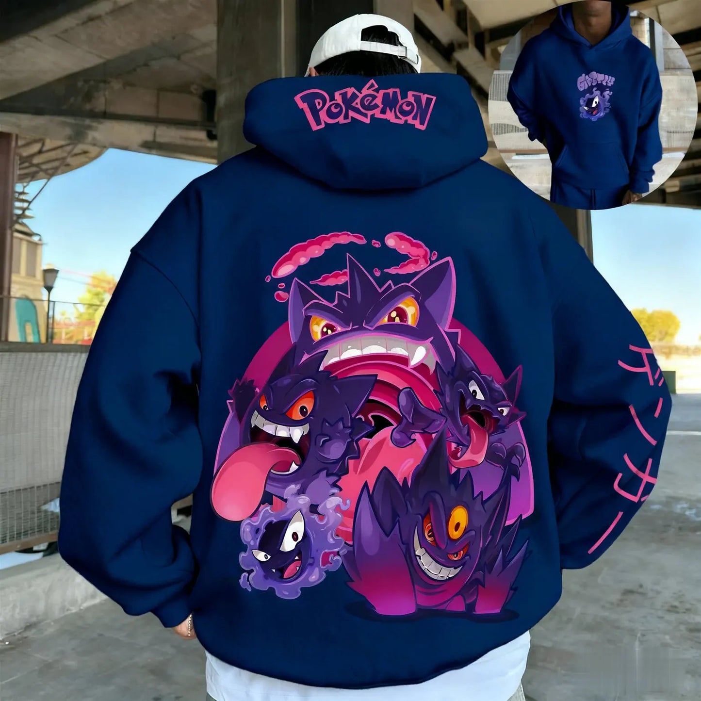 2026 Fall Winter Pokemon Gastly Haunter Gengar Hoodie, Cotton Anime Print Sweatshirt, Adult Kids Family Matching Sportswear Y2k