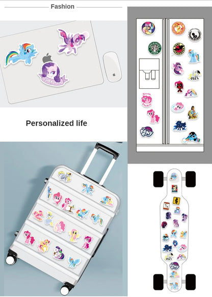 50Pcs Pony Stickers Cute Cartoon Stickers Mobile Phone Cup Notebook Waterproof Decorative Hand Account Stickers