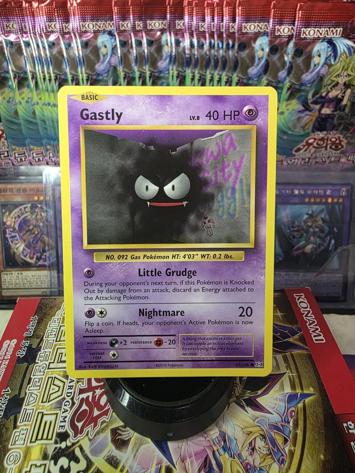 Pokemon Gastly Card Purple Yellow