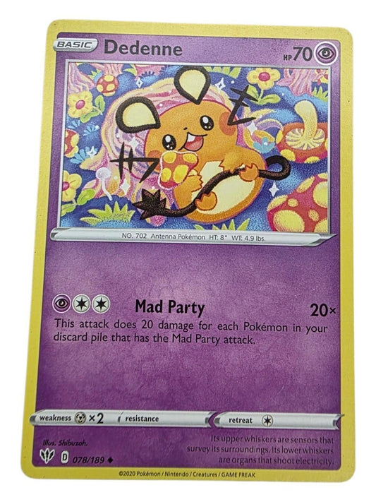 Dedenne uncommon Pokémon card from Sword & Shield Darkness Ablaze set.