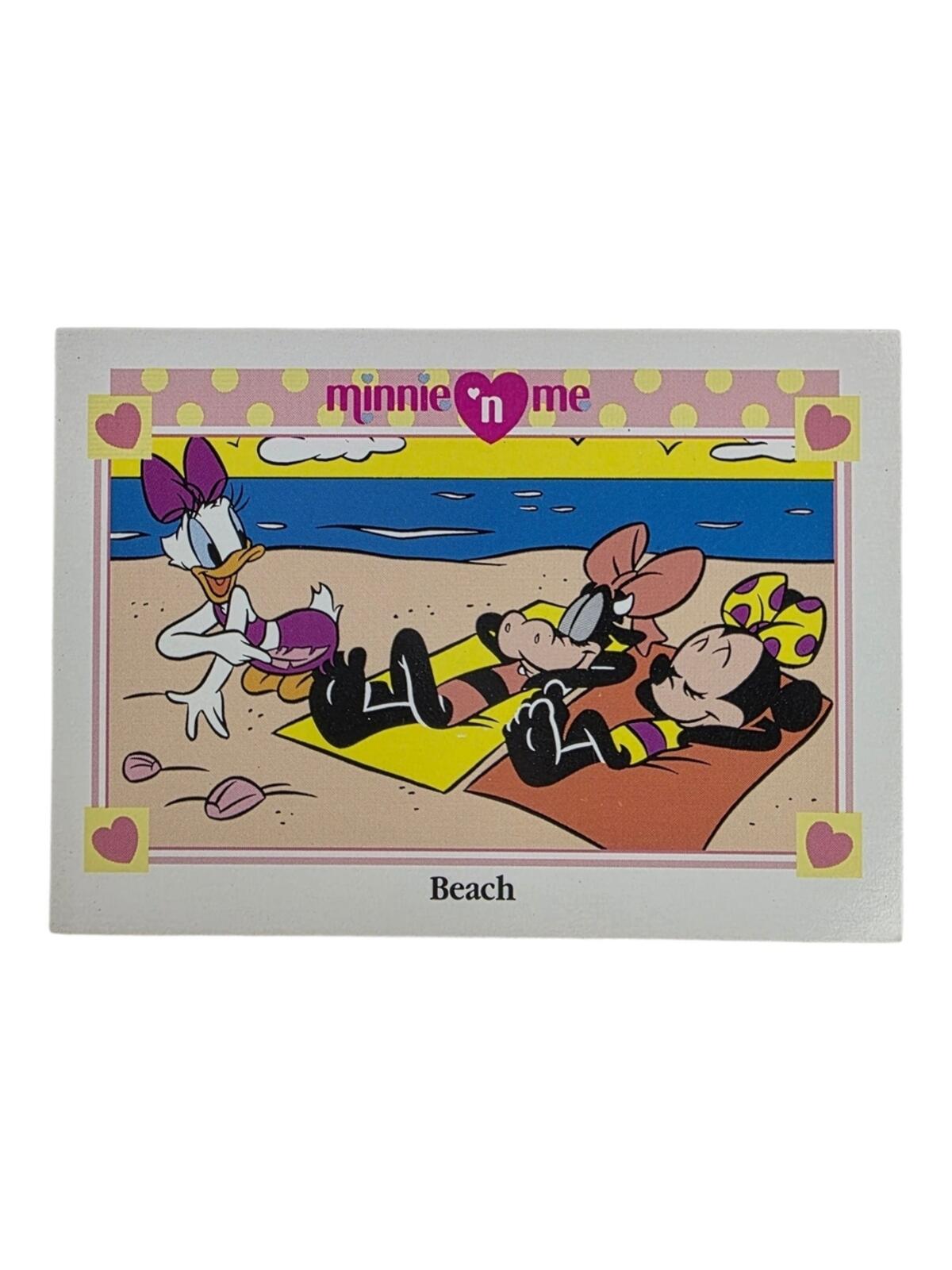 1991 Disney Minnie 'n Me Beach Trading Card - Pink, Yellow, Blue