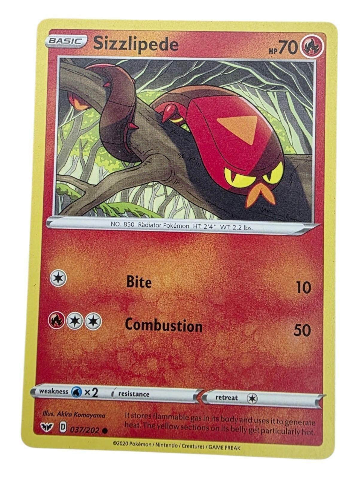 Sizzlipede 037/202 Pokémon trading card from the Sword & Shield Base Set.