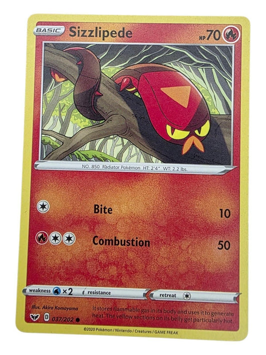 Sizzlipede 037/202 Pokémon trading card from the Sword & Shield Base Set.