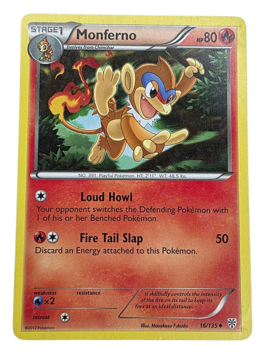 Monferno Pokémon card with 80 HP, featuring Loud Howl and Fire Tail Slap attacks.