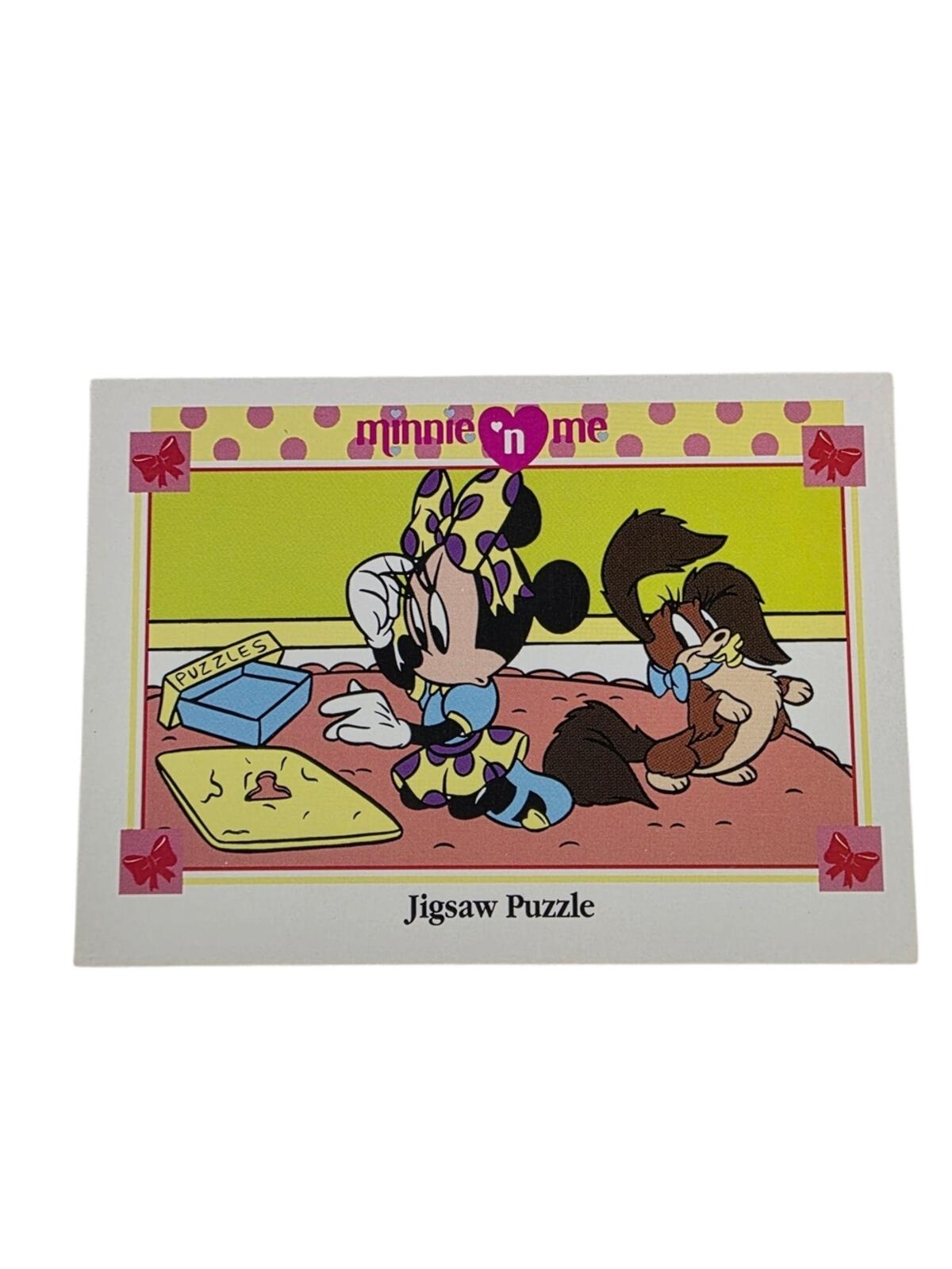 1991 Disney Minnie 'n Me Pink Yellow Blue Jigsaw Puzzle Card