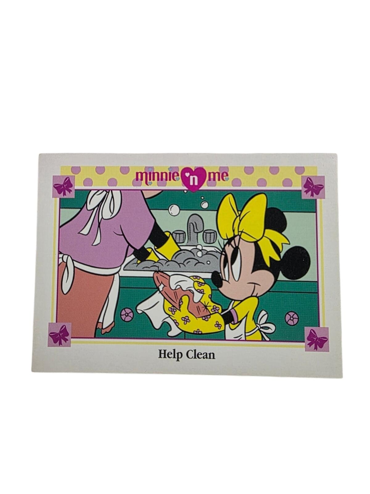 1991 Disney Minnie Mouse Yellow Pink Trading Card - Help Clean