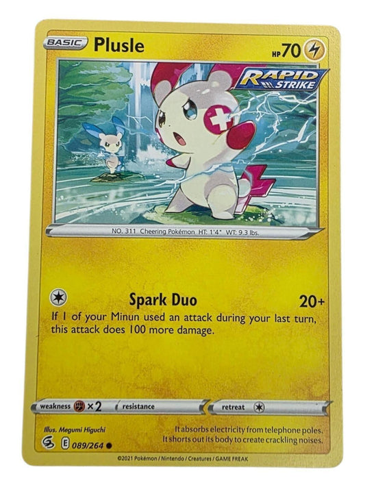 Plusle Pokémon trading card from the SWSH Fusion Strike expansion.