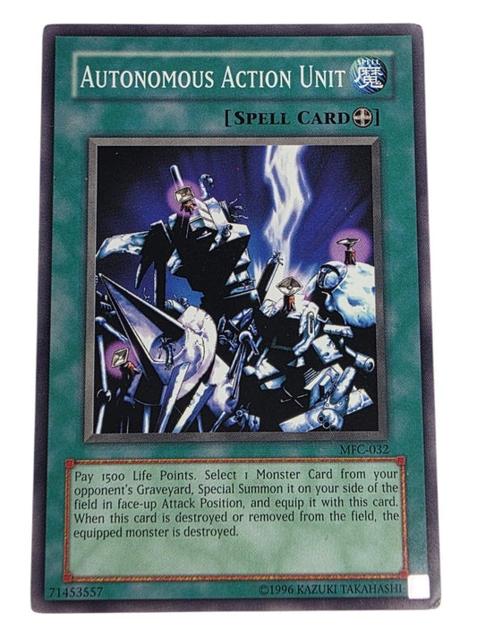 Yu-Gi-Oh! Autonomous Action Unit Spell Card, MFC-032, 1st Edition Common.
