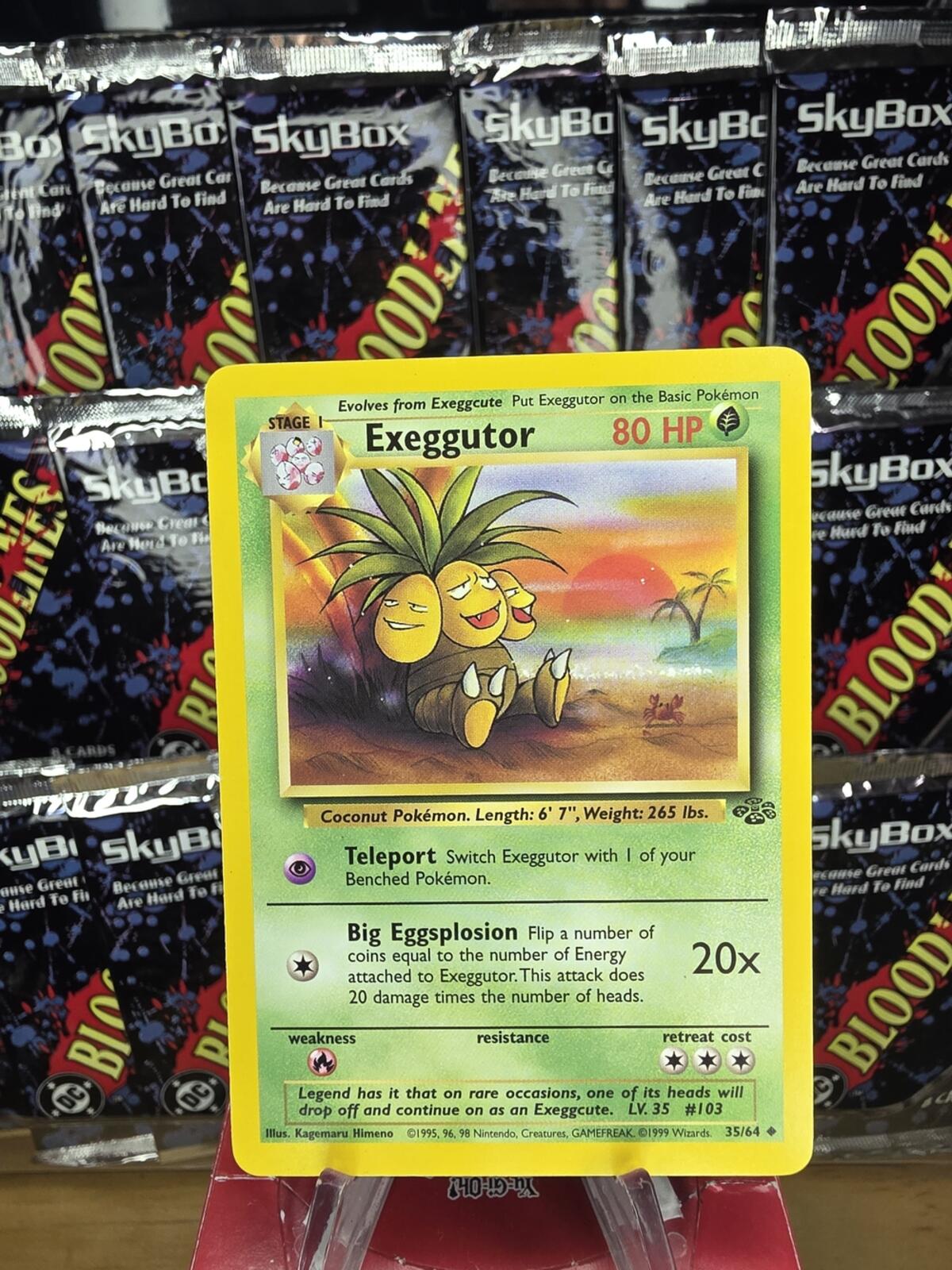 Vintage Jungle Pokemon Exeggutor Trading Card - Yellow Green