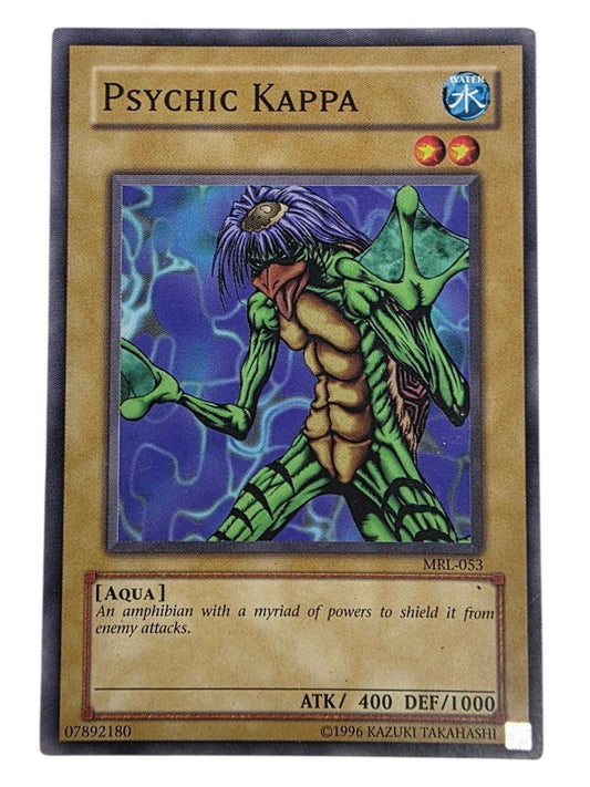 Psychic Kappa Yu-Gi-Oh! card, MRL-053, showing green monster artwork against a blue background.