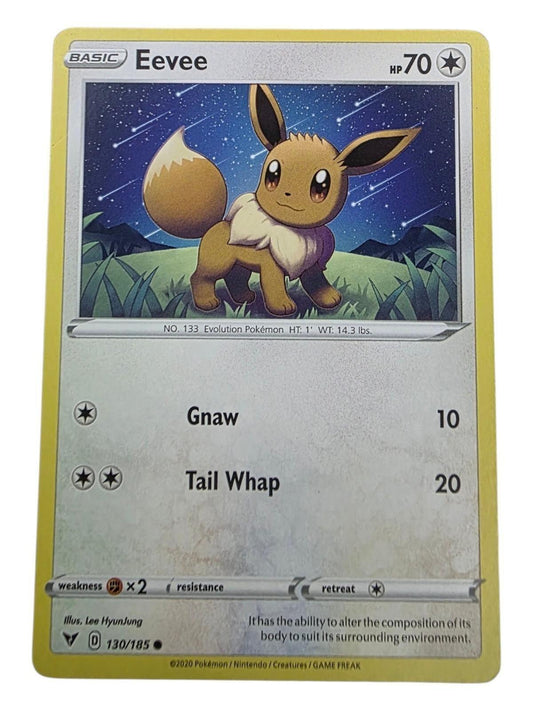 Eevee 130/185 Vivid Voltage Pokémon trading card.