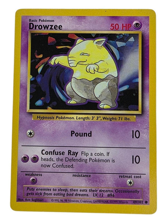 Drowzee 049/102 Shadowless Base Set Pokemon trading card.