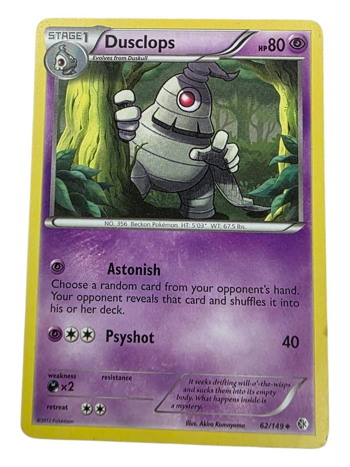 Dusclops psychic-type Pokémon trading card featuring the Astonish and Psyshot attacks.