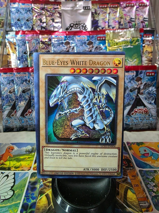 Miscut Blue-Eyes White Dragon 25th Anniversary Edition Yu-Gi-Oh card.