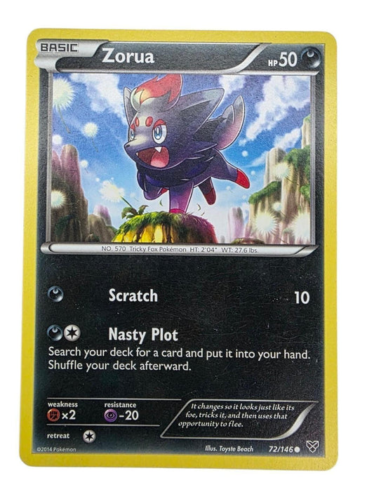 Zorua 72/146 common Pokémon trading card from the XY set.