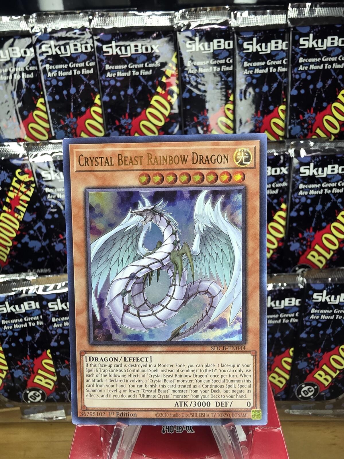 1st Edition Ultra Rare Yu-Gi-Oh! Crystal Beast Rainbow Dragon Trading Card