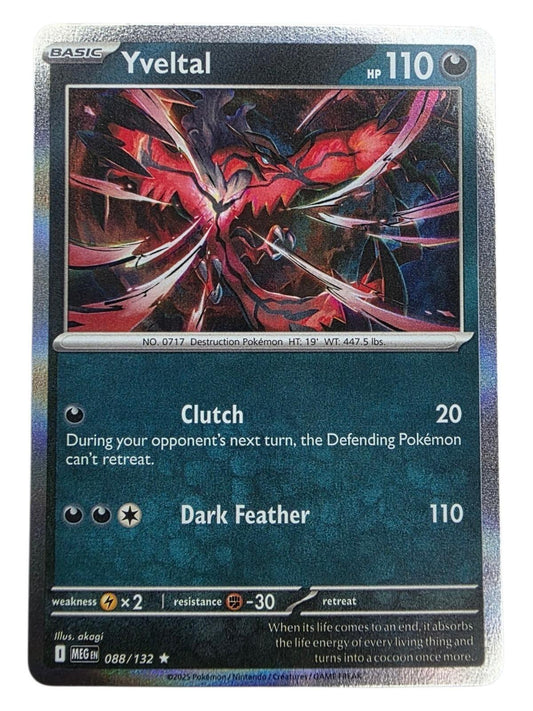 Yveltal Holo Rare 088/132 trading card with holographic foil finish.