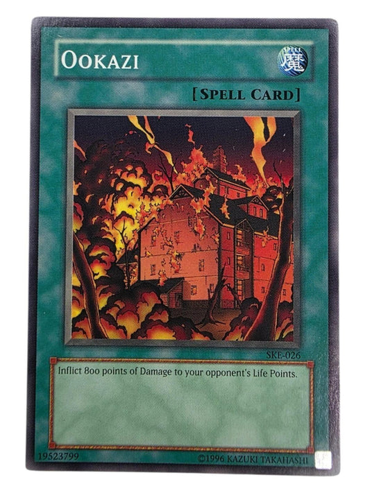 Ookazi Yu-Gi-Oh! card, Starter Deck: Kaiba Evolution, showing a building on fire.