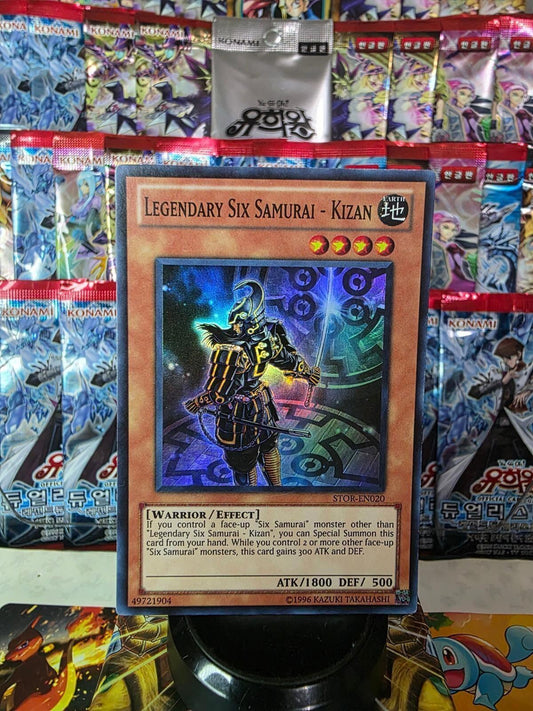 Legendary Six Samurai - Kizan Super Rare Yu-Gi-Oh! card featuring a foil warrior illustration.