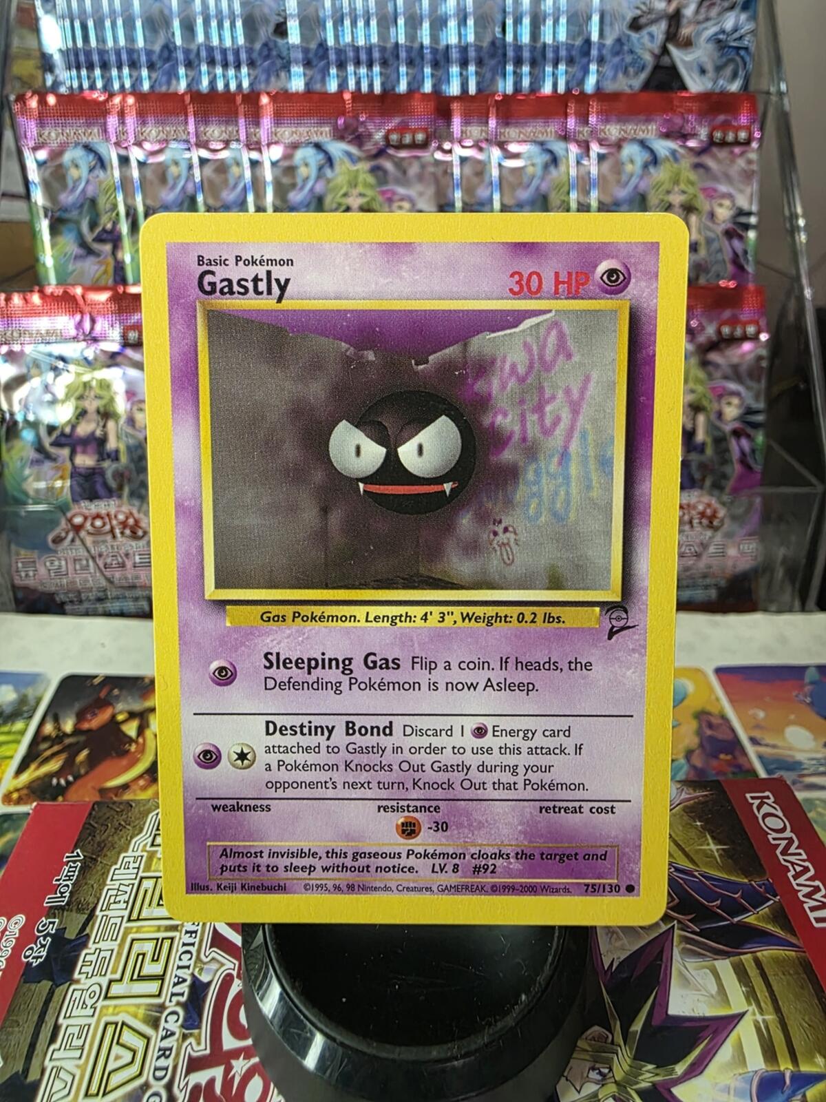 Base Set 2 Pokemon Gastly Card - Purple Yellow Black