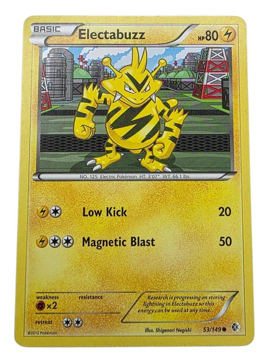 Electabuzz 53/149 Pokemon card from Boundaries Crossed with 80 HP and Low Kick attack.