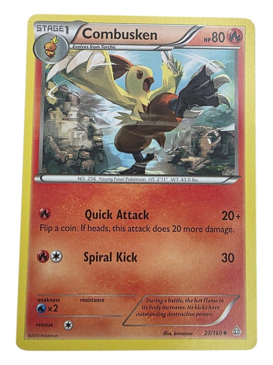 Combusken uncommon Pokémon trading card featuring Quick Attack and Spiral Kick moves.