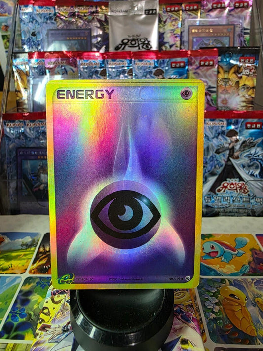Holo Psychic Energy Pokémon card with a rainbow foil finish.