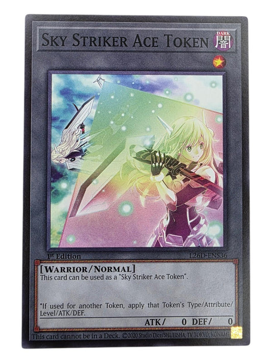 Sky Striker Ace Token Yu-Gi-Oh! card showing an anime warrior with a sword and shield.