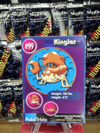 Vintage Pokemon Kingler PokeTrivia Trading Card Purple Blue Orange