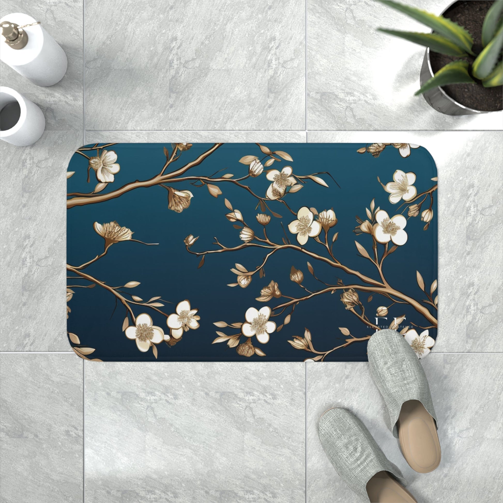 Golden Sky Blossom Memory Foam Bath Mat - The Elevated Existence