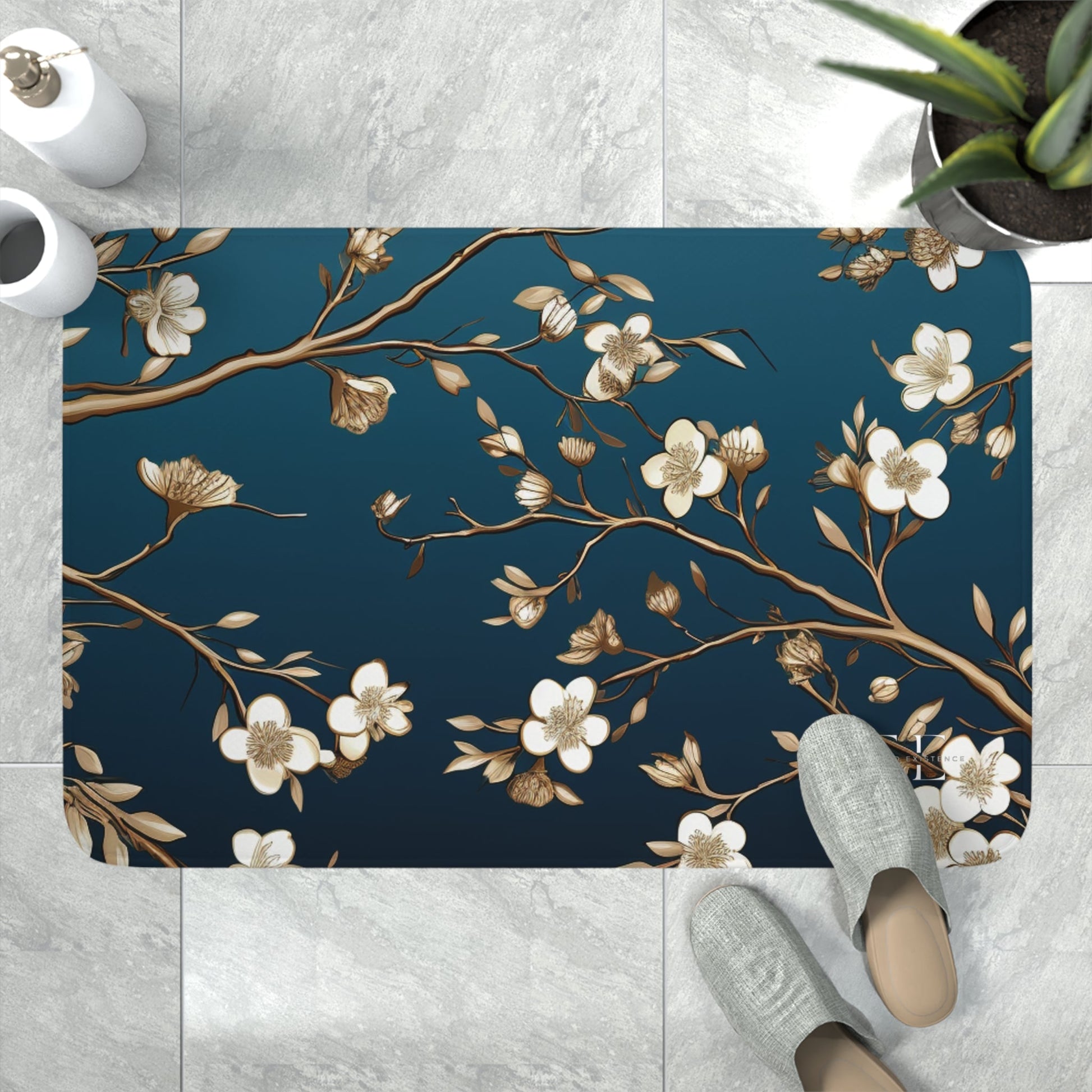 Golden Sky Blossom Memory Foam Bath Mat - The Elevated Existence