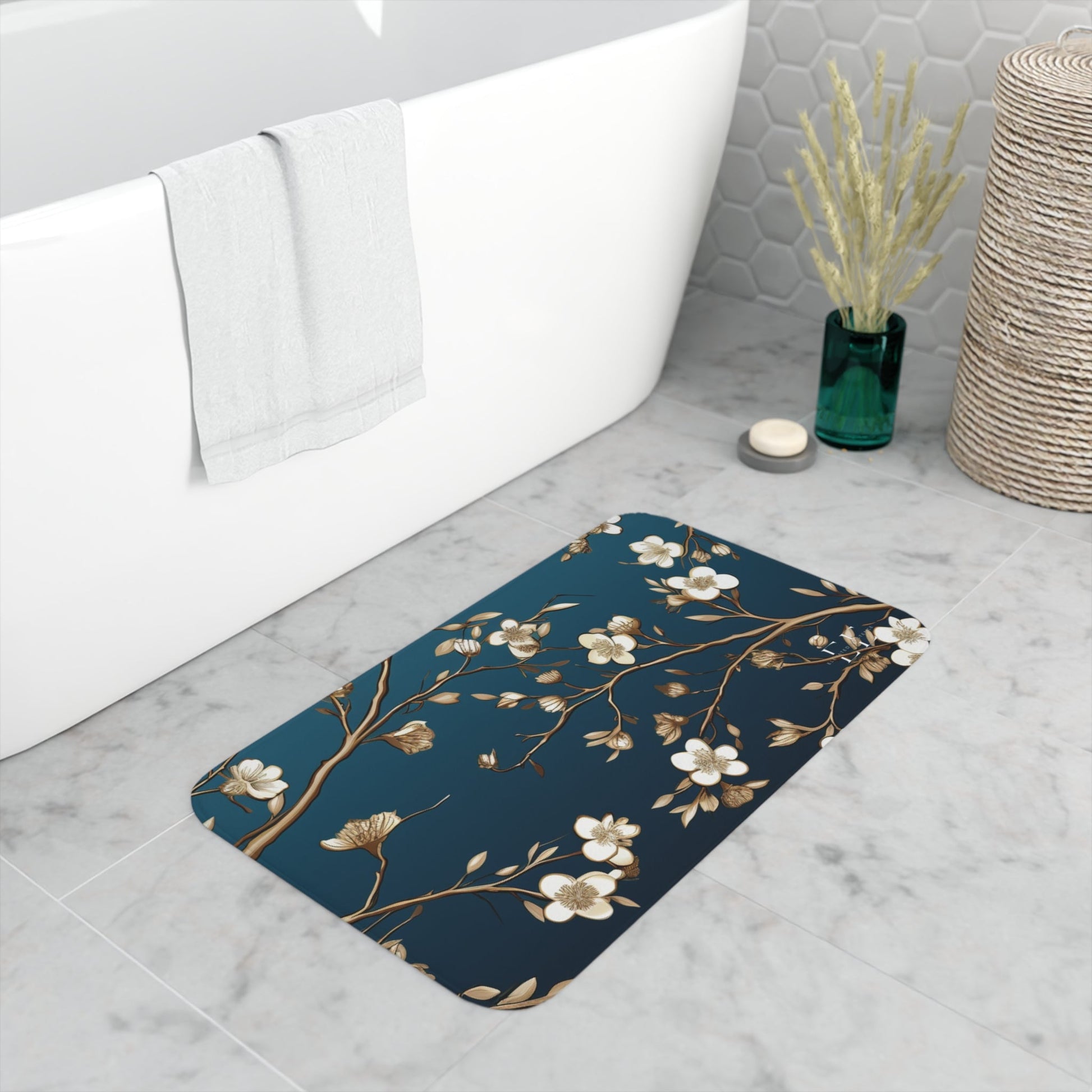 Golden Sky Blossom Memory Foam Bath Mat - The Elevated Existence